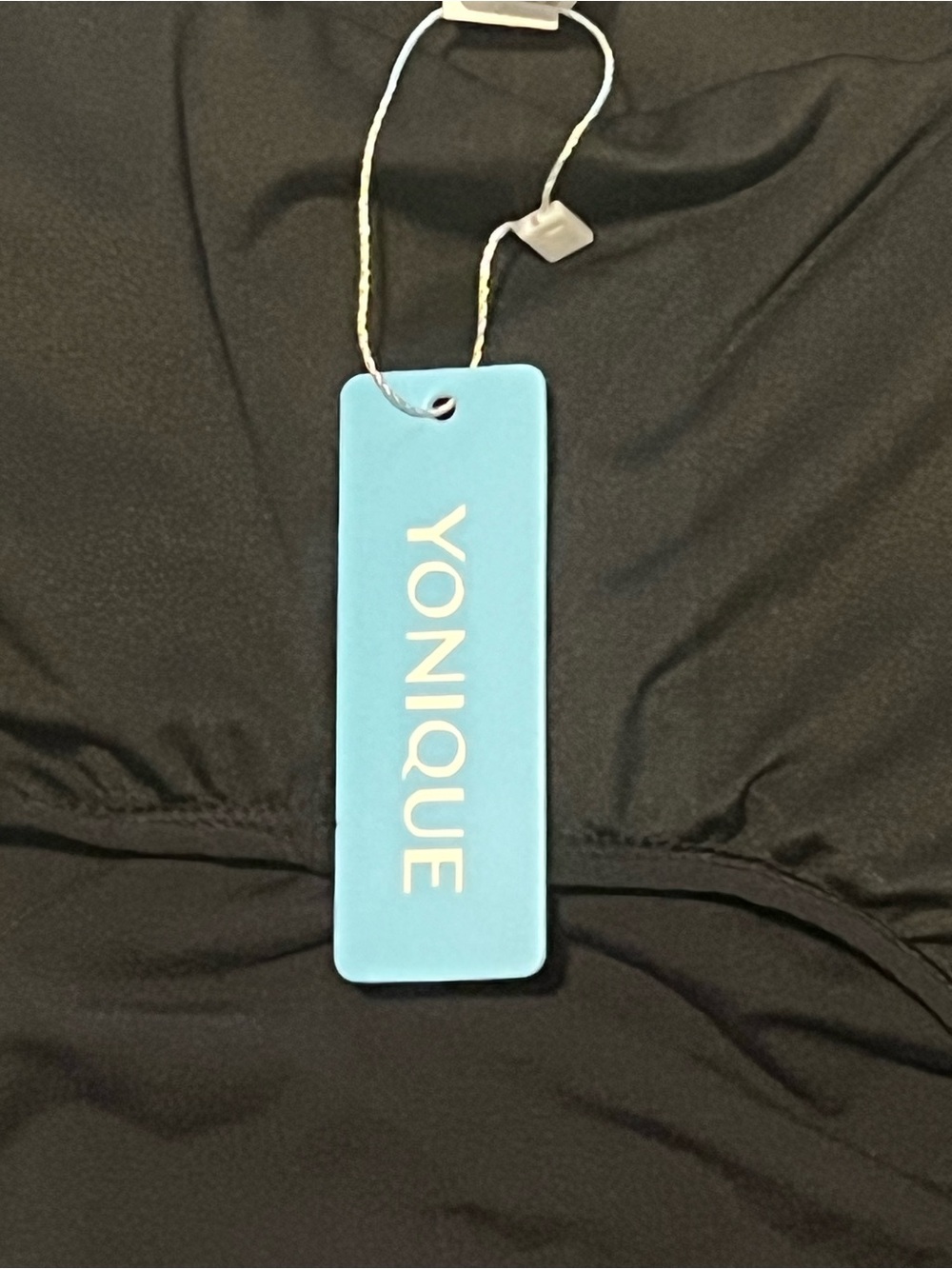 Yonique Black Ruched One-Piece Swimsuit - Size S NWT - V-Neck Strappy Back - Picture 4 of 6